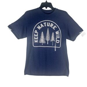 Bioworld Keep Nature Wild Graphic T-Shirt Mens Medium Heather Navy Blue Trees